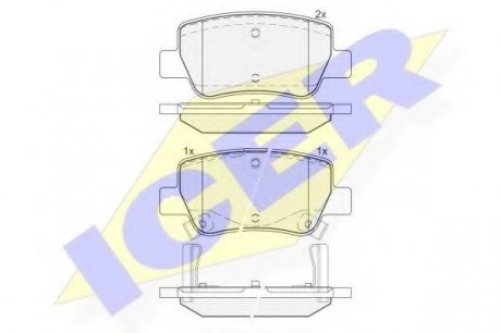 Комплект тормозных колодок, дисковый тормоз ICER 181916 (фото 1)