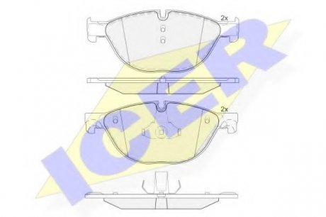 Комплект тормозных колодок, дисковый тормоз ICER 181961 (фото 1)