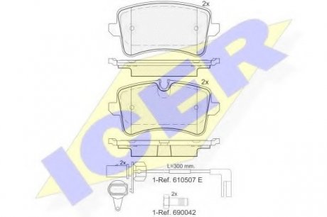 Комплект тормозных колодок, дисковый тормоз ICER 181986