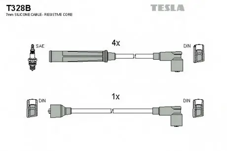 Комплект високовольтних проводів TESLA T328B