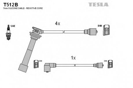 Комплект дротів запалювання TESLA T512B (фото 1)