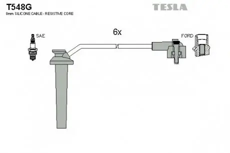 Комплект дротів запалювання TESLA T548G (фото 1)