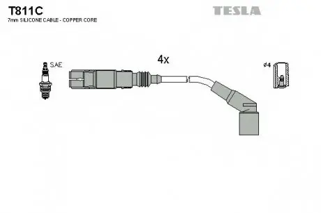Комплект дротів запалювання TESLA T811C