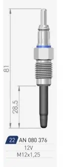 FIAT Свеча накала Duraterm 12V Bravo,Marea,Punto,Alfa Romeo 145/146/147,156,Lancia 1.9/2.4JTD 97- A-N PARTS 080 376