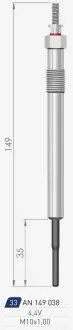 CITROEN Свеча накала Duraterm 4.4V Jumper,Peugeot Boxer 2.2HDI 11-,Ford Transit 2.2TDCi A-N PARTS 149 038