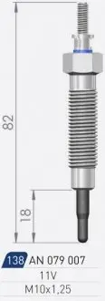 MITSUBISHI Свеча накала Duraterm 11V 2,0/2,5d: Galant, Lancer, Pajero, L200/400 A-N PARTS 079 007
