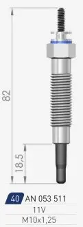 MITSUBISHI Свеча накала Duraterm 11V 2,0/2,5d: Galant, Lancer, Pajero, L200/400 A-N PARTS 053 511