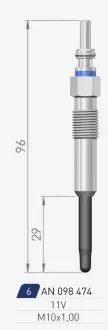 VW Свеча накала Duraterm 11V Alfa Romeo FordOpelRover,T5 A-N PARTS 098 474
