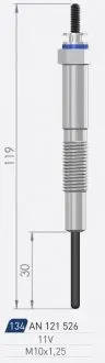 MAZDA Свеча накала Duraterm 11V 323/626/5/6 2.0DI A-N PARTS 121 526