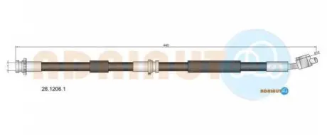 NISSAN Шланг тормозной пер. пр. Primera P11 -01 ADRIAUTO 28.1206.1