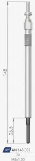 DB Свеча накала Duraterm 7V A-class W176,B-class W245,C-clacc W204,E-class W212,W164,Sprinter 06- A-N PARTS 148 303