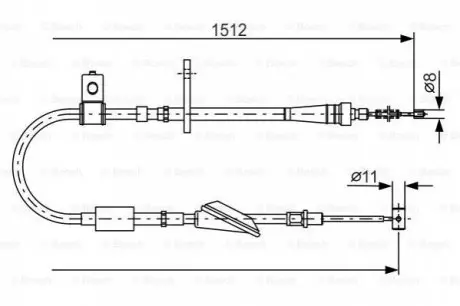 Трос, стоянкова гальмівна система BOSCH 1 987 482 176