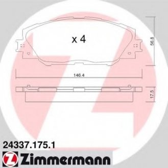 Колодки гальмівні дискові, к-кт ZIMMERMANN 24337.175.1