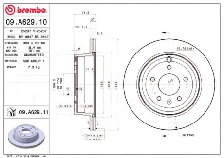 Гальмівний диск BREMBO 09.A629.10