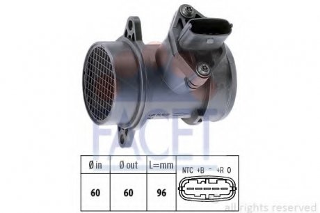 Витратомір повітря (5 конт.) FIAT DOBLO/PUNTO 1.3D/1.4 03- FACET 10.1158 (фото 1)