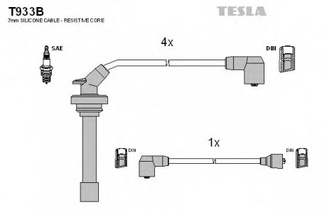 Комплект високовольтних проводів TESLA T933B (фото 1)