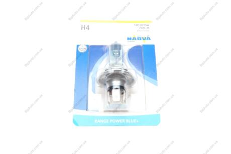 Автолампа H4 12V 60/55W P43t Range Power Blue+ (3700K) (блістер/ 1шт) NARVA 486774000
