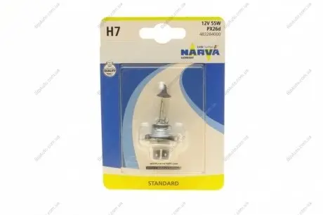 Лампа H7 12V 55W (1 шт в блистере) Заменён на 048328 4002 NARVA 483284000