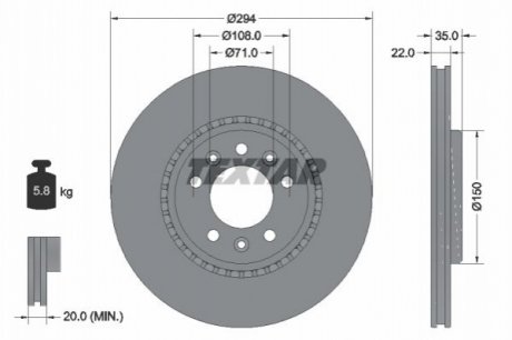 Тормозной диск TEXTAR 92287103 (фото 1)
