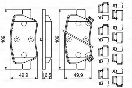 Тормозные колодки, дисковые. 0 986 494 933 BOSCH 0986494933