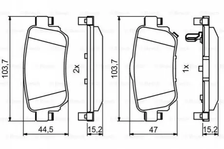 Колодки торм диск к-т задн NISSAN QASHQAI II 2013 X-TRAIL 2014- BOSCH 0986494816