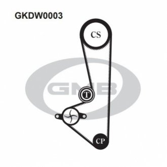 Ремінь ГРМ+ролик GMB GKDW0003 (фото 1)