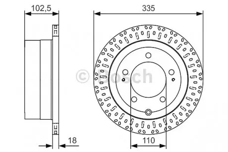 Гальмівний диск TOYOTA Land Cruiser J6/J7/J10 \'\'R \'\'98-07 PR2 BOSCH 0986479U32