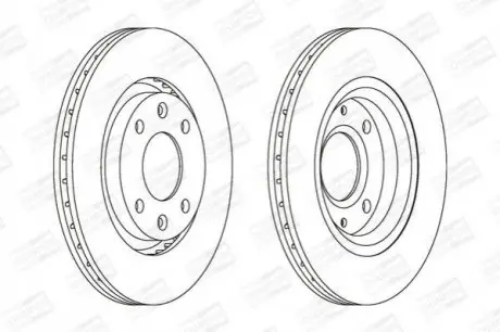 Диск гальмівний CITROEN C3, C4, PEUGEOT 207 передн., вент. CHAMPION 562128CH