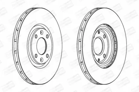 Гальмівний диск передній Opel Mokka / Peugeot 2008, 208, 3008, 308, 5008 / Citroen C4 / DS 3, 4, 5 CHAMPION 562641CH
