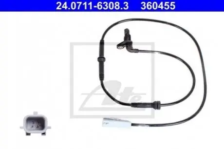 Датчик ABS задн Лів DACIA DOKKER, DOKKER EXPRESS/MINIVAN, LODGY RENAULT EXPRESS/MINIVAN 1.2-1.6LPG 03.12- 24.0711-6308.3 ATE 24071163083