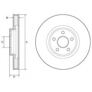 Тормозной диск передний лев./прав. FORD GALAXY, S-MAX 1.5/2.0/2.0D 01.15- Delphi BG9203C