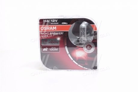 Лампа розжарювання H4 12V 60/55W Night Breaker Silver +100% OSRAM 64193NBSHCB (фото 1)