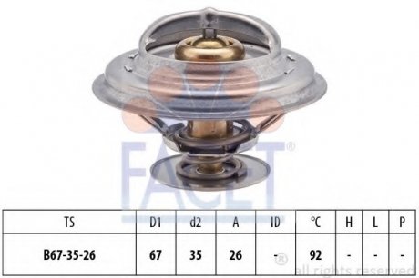 Термостат BMW 3(E36)/5(E39) 1.6-2.8 i 89-00 (92C) з прокладкою FACET 7.8302S (фото 1)