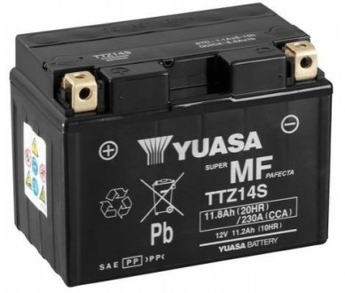 МОТО 12V 11,8Ah MF VRLA Battery AGM (сухозаряжений) YUASA TTZ14S (фото 1)