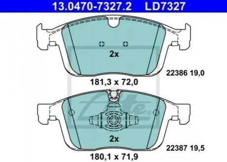Тормозные колодки, дисковые. 13.0470-7327.2 ATE 13047073272 (фото 1)