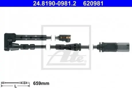Датчик зносу, гальмо. 24.8190-0981.2 ATE 24819009812