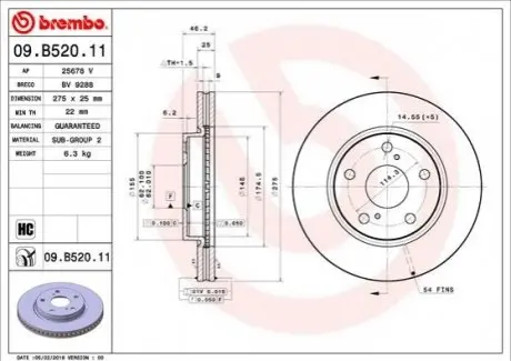 Гальмівний диск BREMBO 09.B520.11