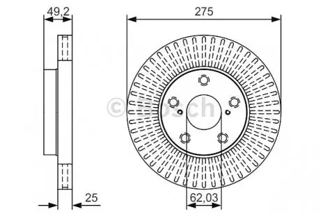 Тормозной диск 0 986 479 U19 BOSCH 0986479U19 (фото 1)