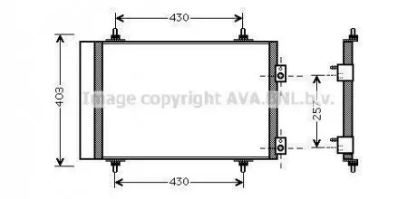 Конденсер CITROEN C4 / PEUGEOT 307/308 1.8/2.0/1.6D/2.0D 02- AVA QUALITY COOLING AVA COOLING CNA5240D (фото 1)