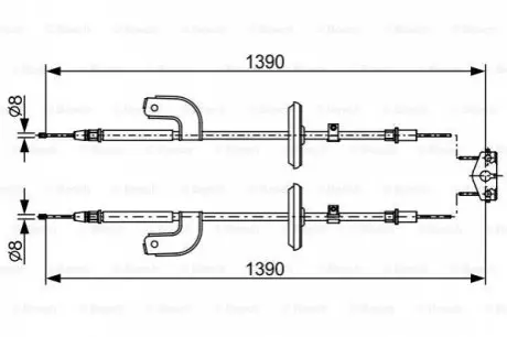 1 987 482 459_трос ручника! L=1390 \ Chevrolet Aveo 1.2-1.6/1.3D 11> BOSCH 1987482459