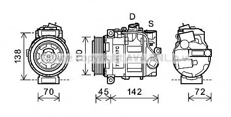 КОМПРЕССОР КОНДИЦИОНЕРА MB C-CLASS (W203) 2.0 01- AVA QUALITY COOLING AVA COOLING MSAK615