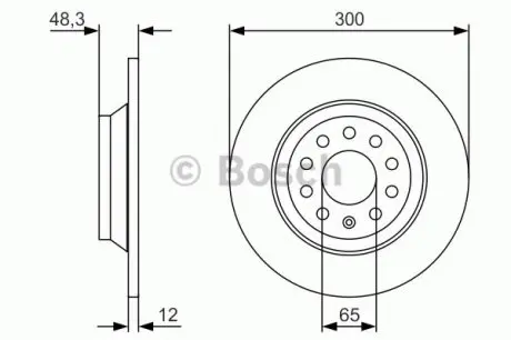 Диск гальмівний VW GOLF VII 12 задній D=300мм. BOSCH 0986479V01