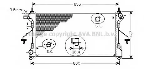 Радіатор, Система охолодження двигуна CLEVER FIT AVA AVA COOLING PEA2304 (фото 1)