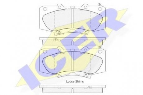 Комплект тормозных колодок, дисковый тормоз ICER 182006 (фото 1)