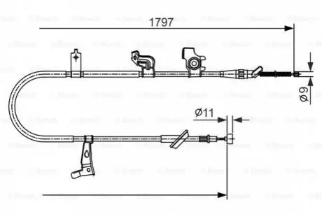 Трос, стоянкова гальмівна система BOSCH 1 987 482 434