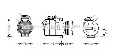 Компресор кондиціонера A4 II 19TDi 00-03 (AVA) AVA COOLING AIAK226 (фото 1)