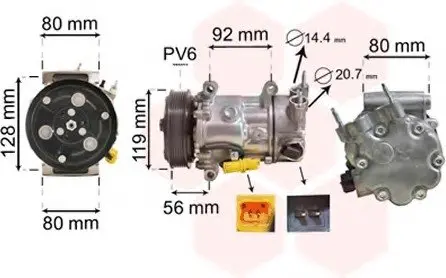 Компрессор, кондиционер Van Wezel 0900K255