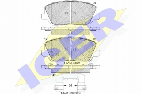 Комплект гальмівних колодок (дискових) ICER 182239