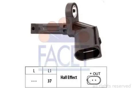 Датчик ABS Audi A4, A5, A6, A7, A8, Q5, R8/VW PHAETON 02-передній Л FACET 210014 (фото 1)