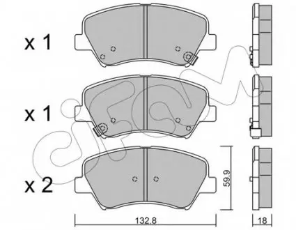 Колодки гальмівні перед. Ceed/Cerato/Elantra/Equus/i30 (09-21) CIFAM 822-944-0